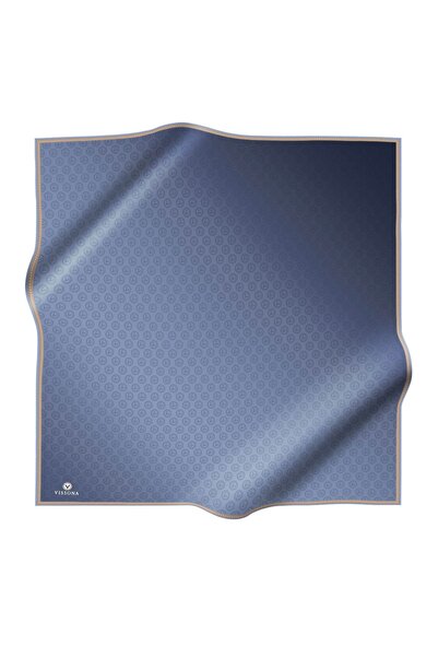 Vissona 57% MĂTASE 43% VISCOSĂ Twill Mătase cu model monogramă Culoare indigo 90x90 Forma pentru cusut eșarfă: Cusut manual