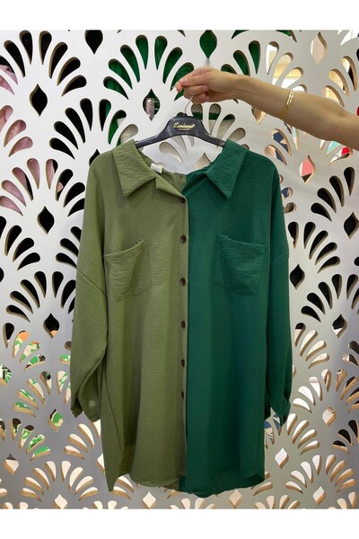 Sevda Kılınç Büyük Beden Çift Renk Ayrobin Gömlek