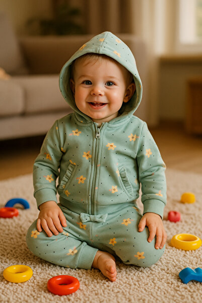 HappyMom طقم بغطاء للرأس مكون من قطعتين
