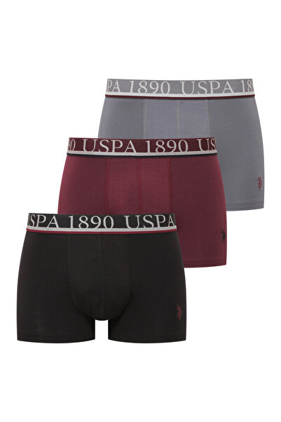U.S. Polo Assn. Erkek Antrasit - Mürdüm - Siyah 3 lü Boxer