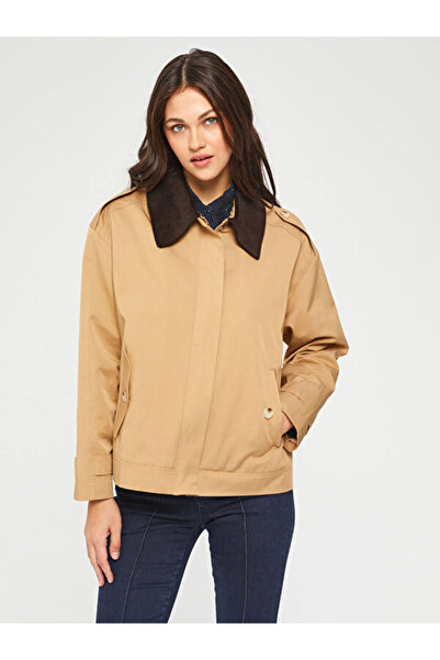 Faik Sönmez Kadife Yakalı Kısa Trençkot 67545