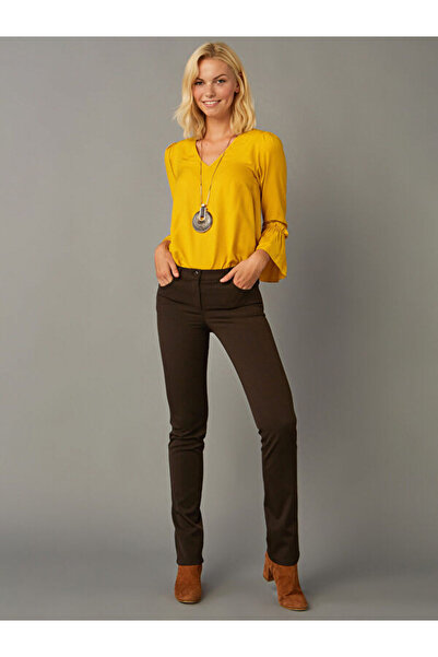 Faik Sönmez Kadın Kahverengi Regular Fit Pantolon 00045