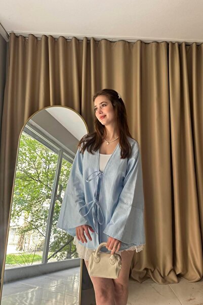 lizge giyim كيمونو بأكمام إسبانية مع أربطة أمامية