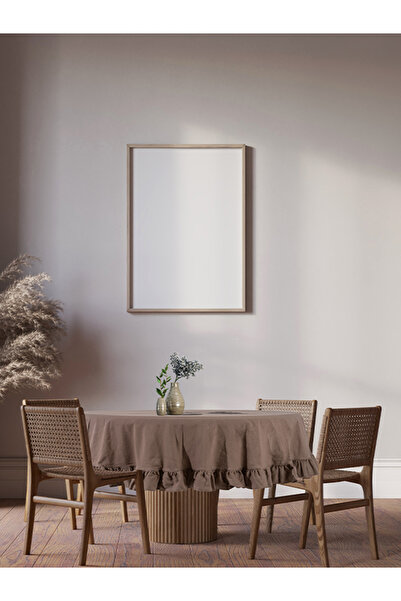 fersuay SÜTLÜ KAHVE NATURAL BULDAN KUMAŞ FIRFIRLI MASA ÖRTÜSÜ