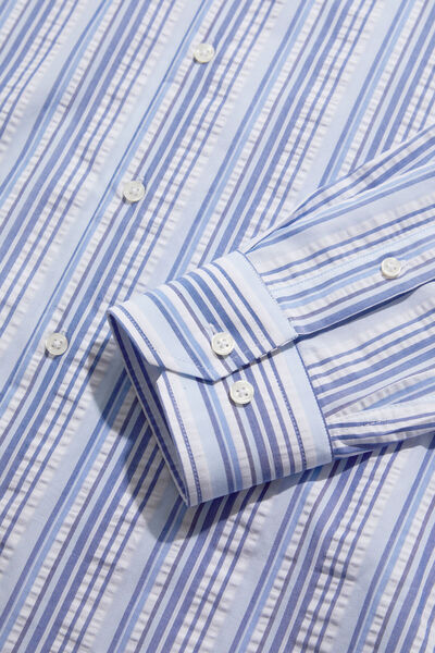 W Collection KOYU MAVİ UZUN KOLLU BASKILI GÖMLEK