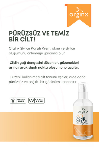 Orginx Face Up Arındırıcı Cilt Bakım Kremi – Siyah Noktaya Eğilimli Ciltler için 30 ml