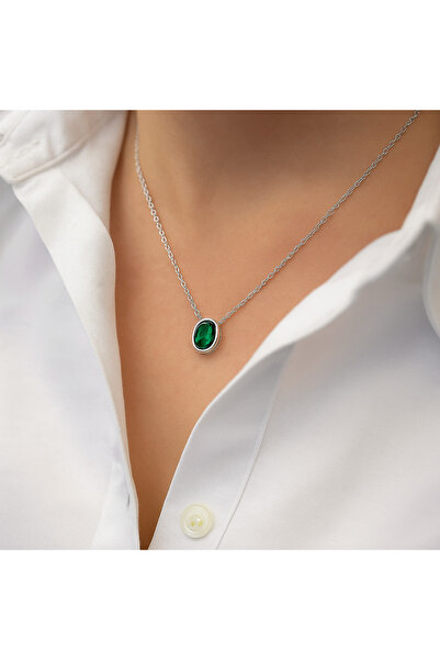 Ariş Oval Zümrüt Altın Kolye