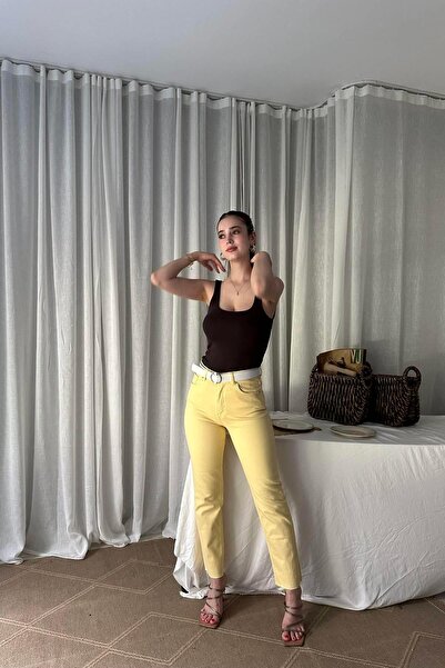 lizge giyim LİKRALI KEMERLI KOT PANTOLON