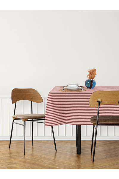 fersuay مفرش طاولة من الكتان الطبيعي من القطن المخطط