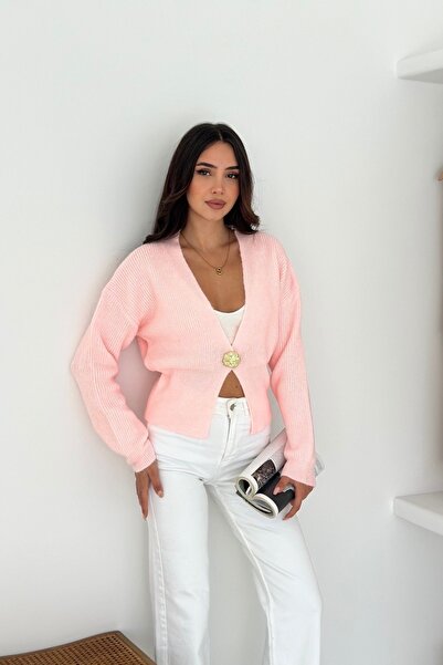 Noi Belis Cardigan tricotat cu textura moale cu nasturi mari AW25HI0002