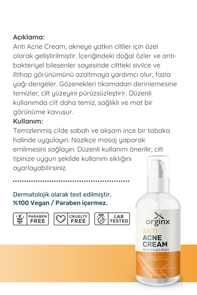 Orginx Face Up Arındırıcı Cilt Bakım Kremi – Siyah Noktaya Eğilimli Ciltler için 30 ml