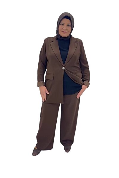 Sevda Kılınç بنطلون بالازو كريب ليكرا مقاس كبير