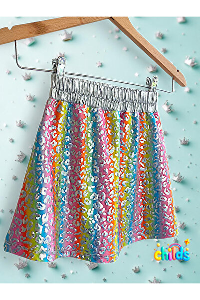 childs Bottom Top Girl Children's Suit Princess Stone Printed Tassel Devore Short Top Shiny Leopard Skirt