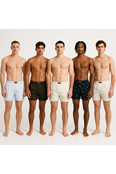 KENN PAUL Συσκευασία 5 ανδρικών μπόξερ ποπλίνα 100% βαμβάκι μεγάλου μεγέθους