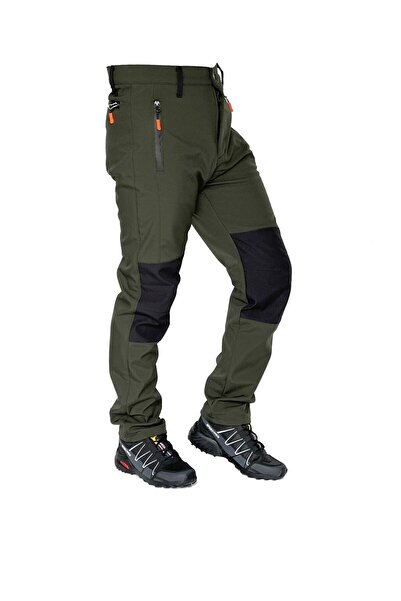 DRC Outdoor Kışlık Haki Siyah Softshell Motorcu Pantolonu – Su ve Rüzgar Geçirmez Polar İçli