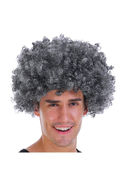 Lisinya Grey Color Fluffy Bonus Wig Afro Fake Hair - Tygoo