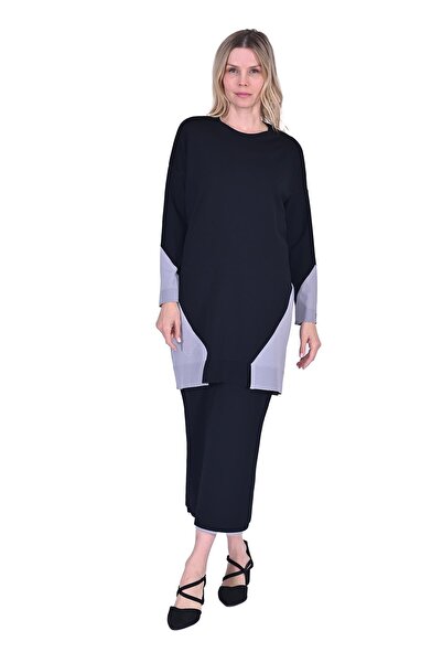 Invee Gometric Knitwear Tunic Black