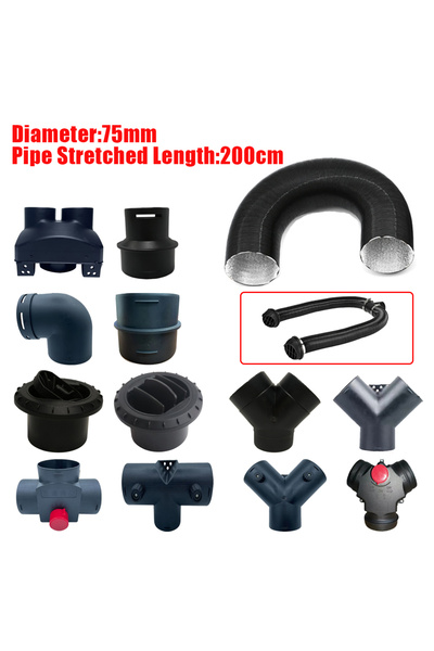 Choice LBG-75mm-200cm 75mm Diameter 115-200cm Length Air Heater Duct Pipe Tube Hose Line+Connectorc Diesel
