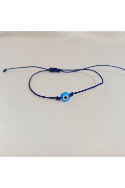 Crystal Atelier Blue Macrame Evil Eye Beaded Lucky Bracelet – Handmade Adjustable Summer Combination Blue String Macrame