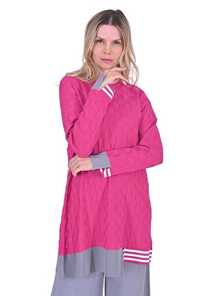 Invee Kesmeşeker Triko Tunik FUŞYA