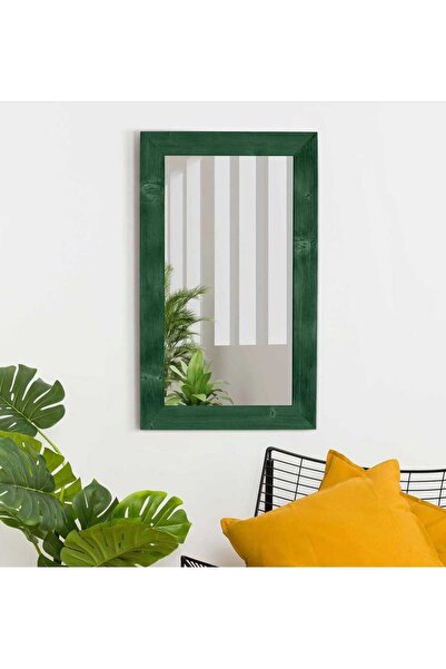 ysnn aksesuar Dogal Ağaç Duvar Aynası Yeşil Eskitme Ayna 100x60 Cm Ebatında