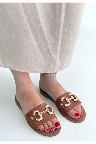 doremodam Toha Tan Skin Buckle Slippers - Lisinya
