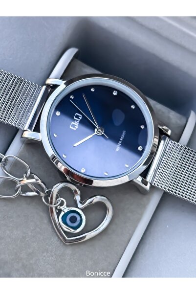 Q&Q Steel Mesh Strap, Waterproof, Silver Color Women's Wristwatch+bracelet