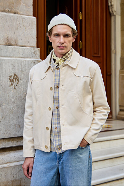 Danger Ανδρικό Τεχνικό Υφασμάτινο Παλτό Μπουφάν Μπεζ