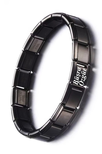 Takı Dükkanı Kişiye Özel İsim Yazılı İtalyan Charm Unisex Çelik Bileklik scb62