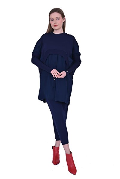 Invee Shirt Knitwear Tunic Dark Blue