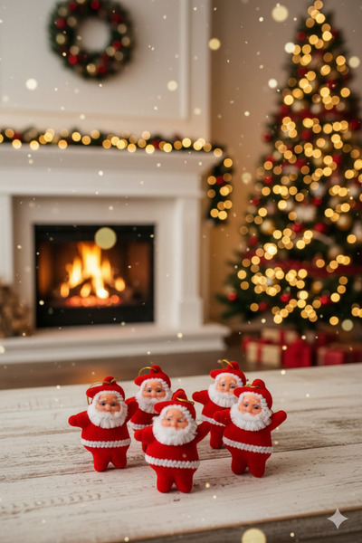 Deniz Party Store Yılbaşı Ağaç Süsü Kırmızı Noel Baba 6 Lı Paket