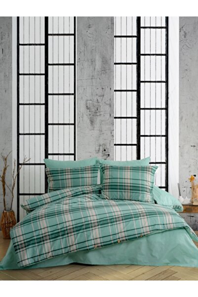 Dovira Σετ Παπλωματοθήκης Διπλό Βαμβακερό Πράσινο Καρό (Χωρίς Σεντόνια)