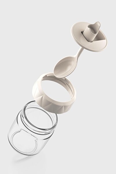 Renga Lexa 210 ml Set of 3 Glass Spice Jars with Spoon 161019 Beige