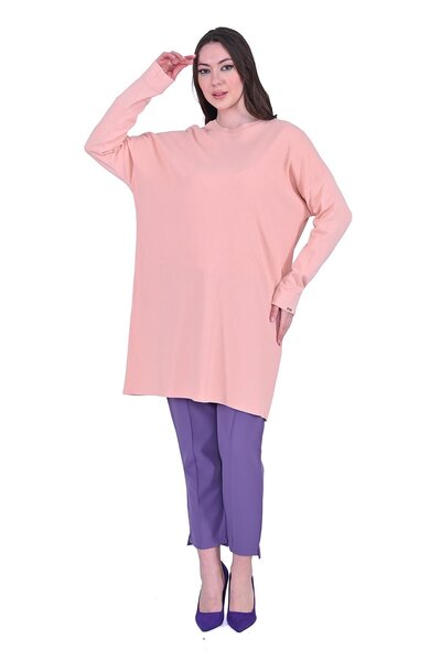 Invee Çubuk Knitwear Tunic Pudra
