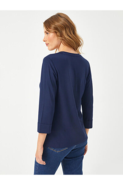 Faik Sönmez Μπλουζάκι με λαιμόκοψη σε σχήμα V με τριών τέταρτων μανίκια B00014