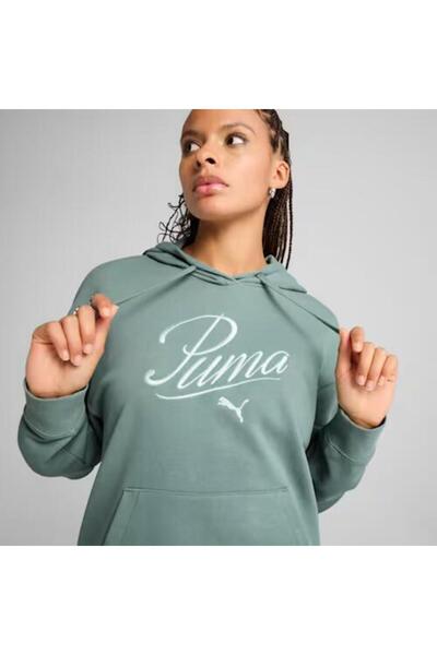 Puma Script Comfort Hoodie Green Moon Women's Sweatshirt
