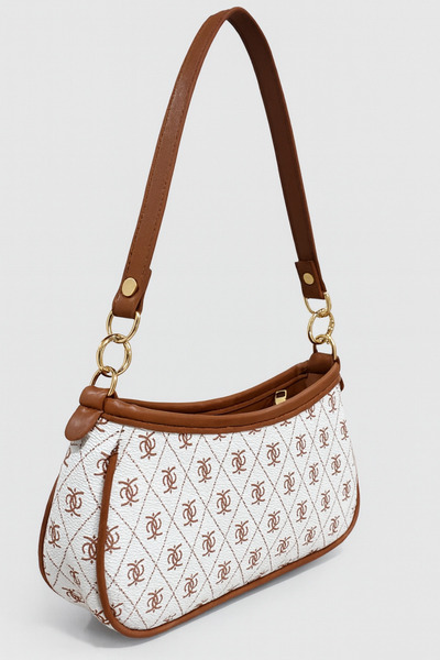 RumyaCollection Γυναικεία τσάντα ώμου με φερμουάρ με λευκό μαύρισμα σχέδιο