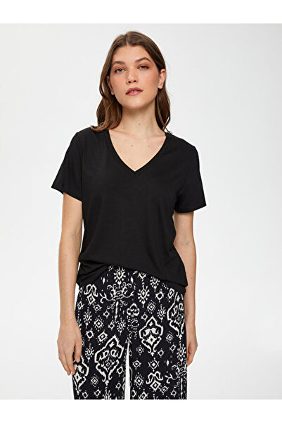 Faik Sönmez V Yaka Kısa Kol T-shirt B00001