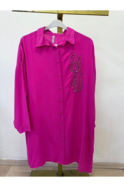 Sevda Kılınç Великий розмір Віскозна тканина Орхідея Сорочка