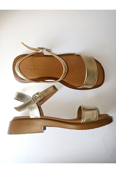 ezmoda Altın Gold Ortopedik Tekbant Sandalet