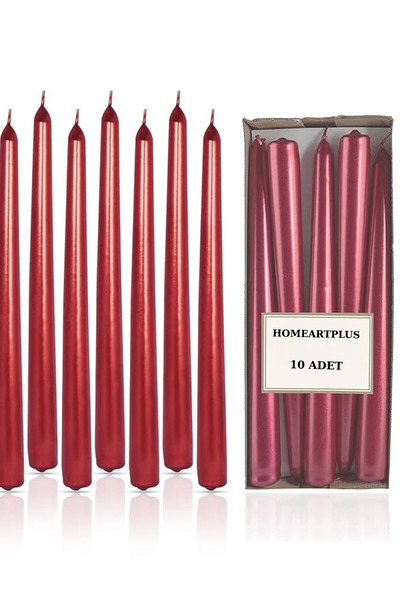 Comprox Süper 10'lu Şamdan Mum Parlak Mum Metalik Kaplama Gövde Uzun Çubuk Ko...