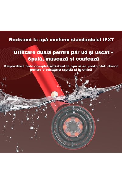 MACASORE Perie Masaj XYT-0806, USB-C, Rezistentă la Apă, Lumini Roșii/Albastre, Îngrijire Păr