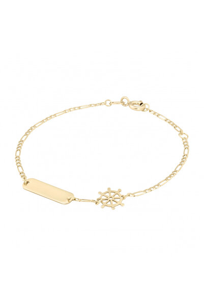 Sandra Ferretti 18K Yellow Gold Children's Bracelet with Helm and Nameplate