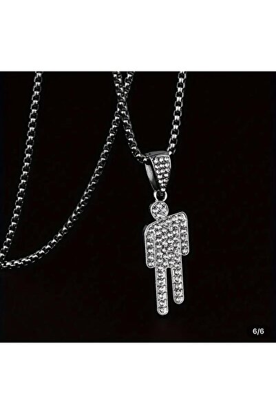 Gobox Shop Taşlı Erkek Figür Kolye – Sentetik Zirkon Taşlı Hiphop Stil Simli ...