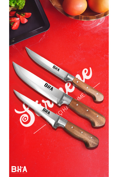 B-H-A BIÇAKÇI HACI AHMET Sürmene Bıçak Seti (3lü) - El Yapımı