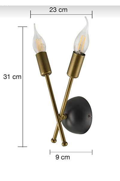 Bozyaka Aydınlatma Cruz Dekoratif Eskitme Metal Duvar Aplik Modern Iç Mekan (RUSTİK LED AMPULLER DAHİLDİR!!!)