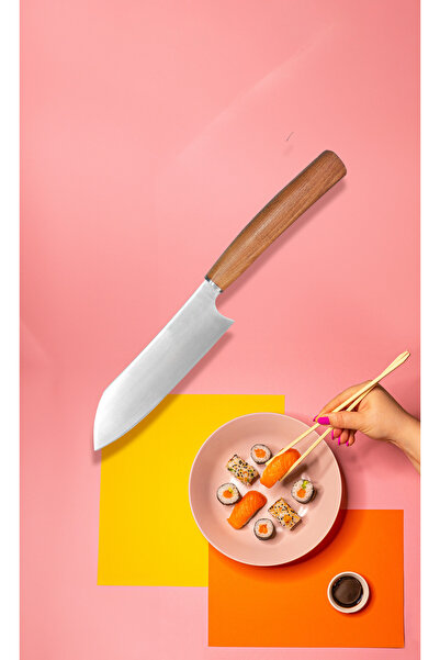 bha Sürmene Gül Ağacı Özel Şef Serisi Tama Santoku Şef Bıçağı – 17,5 cm 18104...