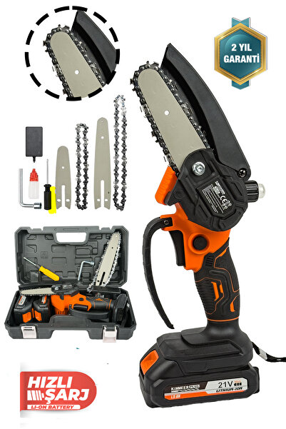 KİMMEER PLUS Profesonel Metal Dişli 18v 1.5ah Şarjlı Dal Budama Testeresi