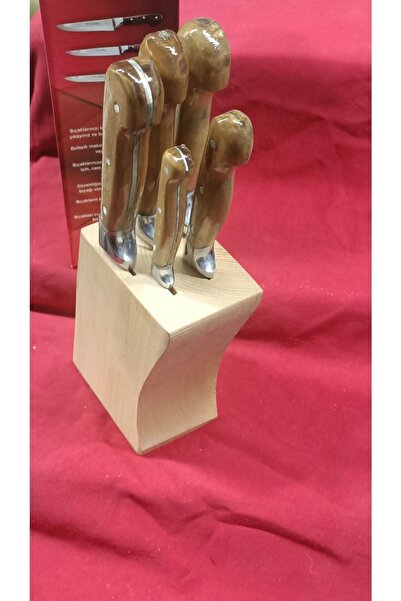 Sürmene Bıçakçı Hacı Ahmet Bıçak Seti 5'li Kütüklü Set - Sürmene Bıçak Seti