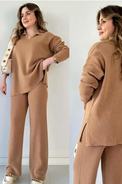 DAMGA Collection Дамски трикотаж, пуловер с поло яка и панталон